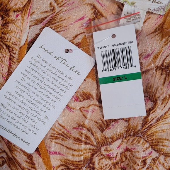 Band of the Free Heather Gold Floral Maxi Wrap Dress Women's Size Large - Picture 14 of 16